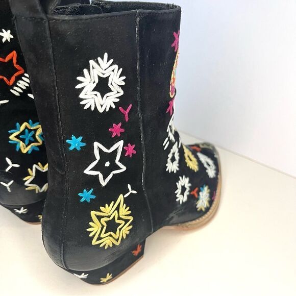 Free People Bowers Suede Embroidered Western Boots in Black Size 6.5 (37) NWOB - Picture 12 of 16